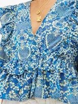 Thumbnail for your product : Rhode Resort Elodie Floral-print Cotton-voile Blouse - Blue Print