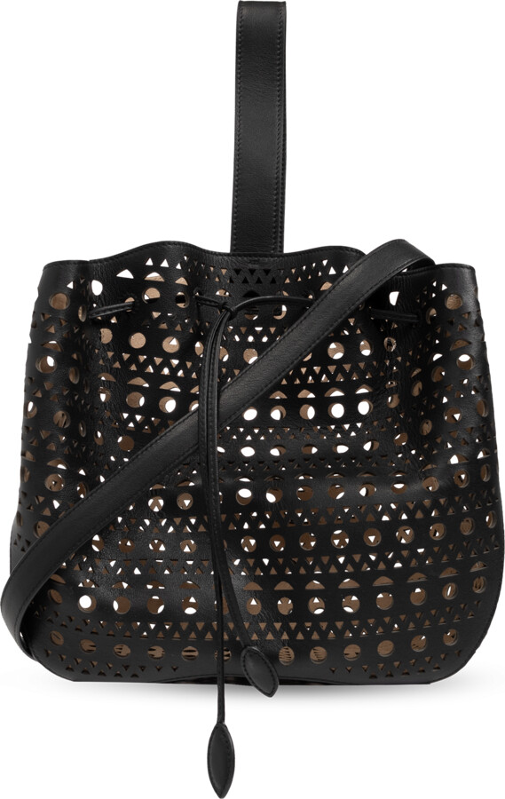 Alaïa - Rose Marie Small Laser-Cut Leather Bucket Bag - Black - One Size - Net A Porter