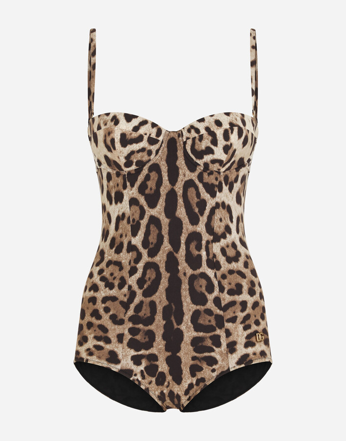 Dolce & Gabbana Leopard-Print One-Piece Balconette Swimsuit - ShopStyle