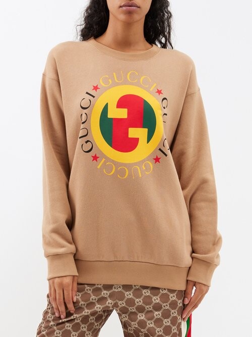 Gucci Boutique print cotton jersey hoodie - ShopStyle
