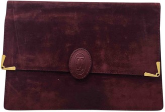 burgundy suede clutch bag
