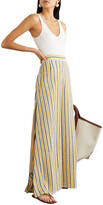 Thumbnail for your product : Three Graces London Filippa striped cotton and linen-blend gauze wide-leg pants