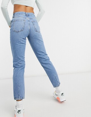 Noisy May Premium Isabel mom jeans in light blue denim - ShopStyle