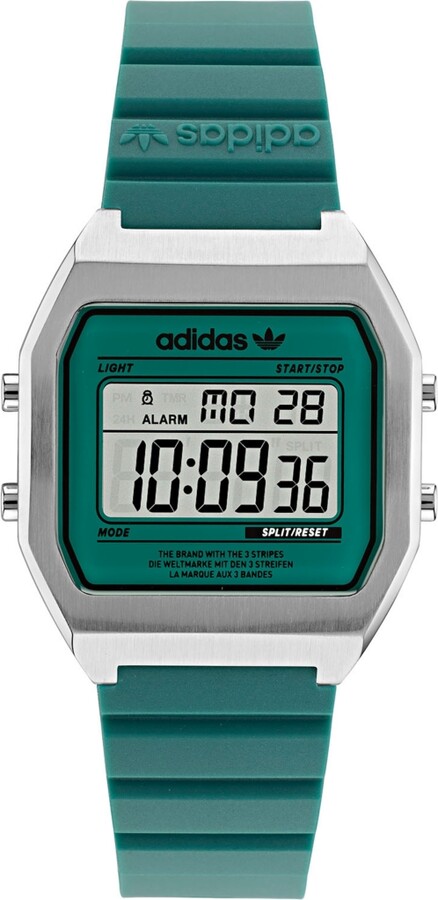 adidas Unisex Digital Two Green Resin Strap Watch 36mm