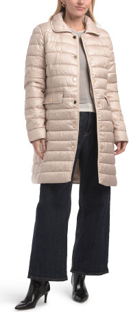 TJMAXX Long Quilted Coat, Polyester/Gold