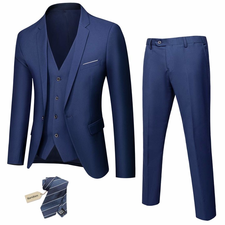 YND Men's Slim Fit 3 Piece Suit One Button Jacket Vest Pants Set with ...