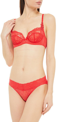 Wacoal Chrystalle Paneled Embellished Point D'esprit And Stretch-lace Underwired Bra