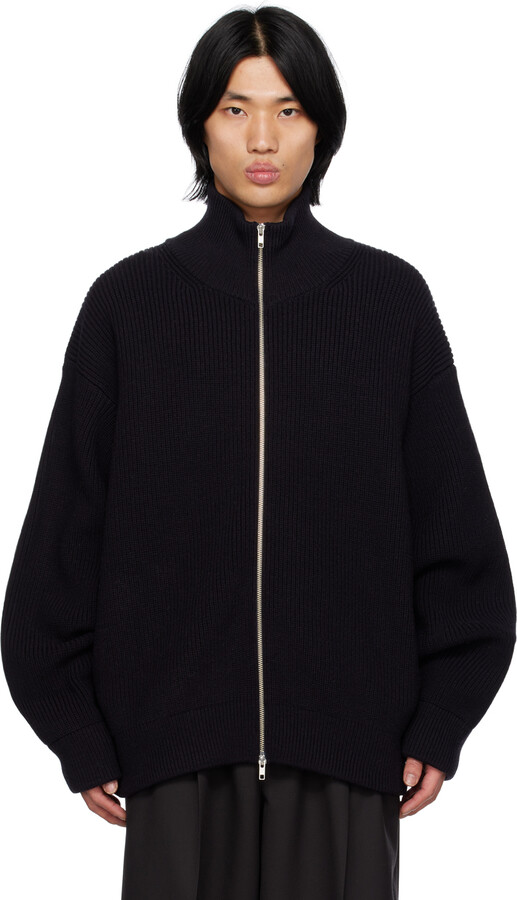 stein Navy Ribbed Track Jacket - ShopStyle