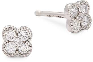KC Designs Women's Diamond and 14K White Gold Clover Stud Earrings