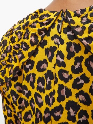 MSGM Ruffled Leopard-print Crepe Mini Dress - Yellow