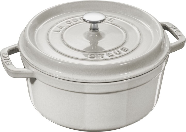 Staub Cast Iron 7 qt, Round, Dutch Oven, White Truffle