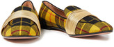 Thumbnail for your product : Aquazzura Metallic Faux Leather And Checked Twill Loafers