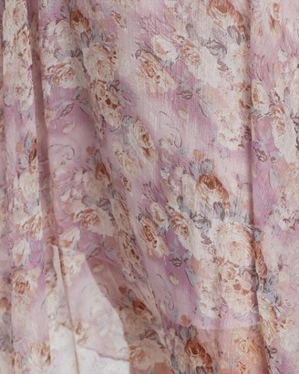 Missguided Frill Hem Floral Shimmer Midi Skirt