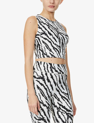 Michi Mystic zebra-print stretch-woven sports bra
