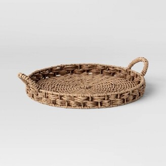 Manmade Rattan with Wrapped Ear Handles Tray Natural - ThresholdTM designed with Studio McGee