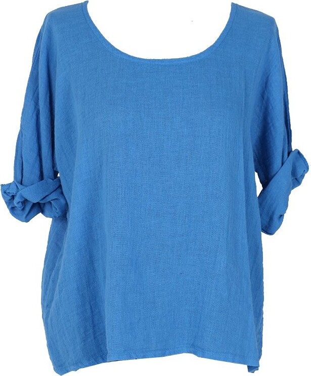 LushStyleUK New Ladies Italian Plain Linen Crop Top Women Blouse