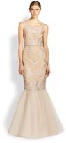 Thumbnail for your product : Marchesa Notte Re-Embroidered Lace & Tulle Mermaid Gown