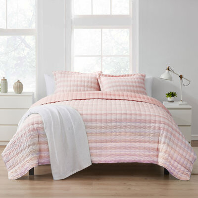 Sweet Home Collection Oversized Prewashed Checkered Plaid Embroidered Vintage Soft Quilt Set