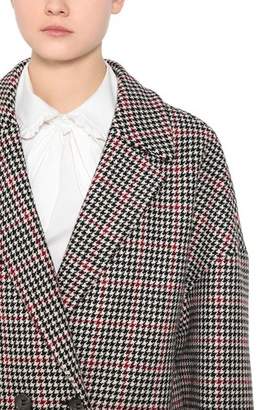 RED Valentino Double Breasted Wool Houndstooth Coat