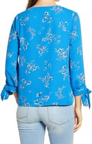 Thumbnail for your product : CeCe Painterly Bouquet Tie Sleeve Blouse