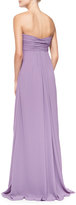 Thumbnail for your product : Monique Lhuillier Bridesmaids Draped Ruched & Ruffled-Bodice Gown, Violet