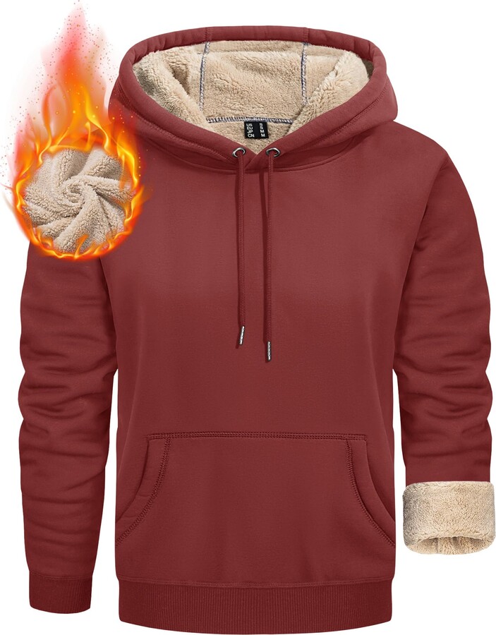 EKLENTSON Hoodies Men Long Sleeve Fleece Lined Sweatshirts Pullover