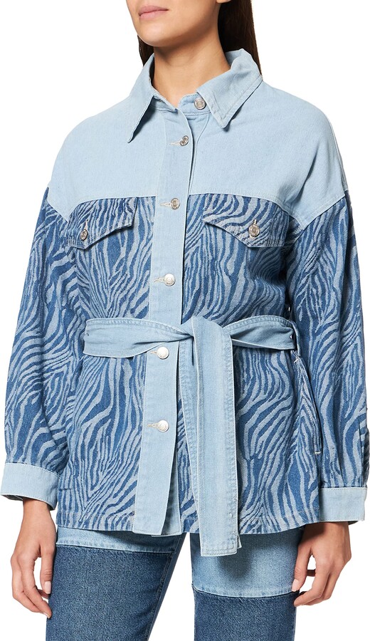 IPEKYOL Women's Hips Zebra Print Denim Jacket ShopStyle