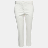 Off White Cotton Straight Fit Pants L 