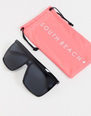 South Beach Exclusive shield sunglasses in black