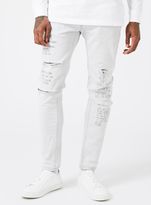 Thumbnail for your product : Topman AAA Off White Voices Print Ripped Stretch Skinny Jeans