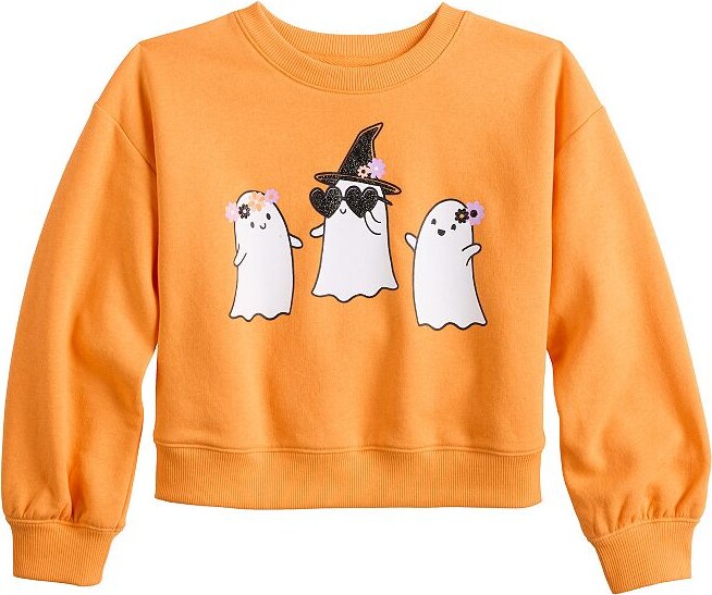 Disney/Jumping Beans Girls 4-12 Ghost Boxy Crew Sweatshirt