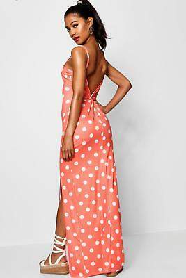 boohoo NEW Womens Knot Cross Back Jersey Maxi Dress in Polyester