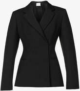 V-neck double-breasted wool blazer 