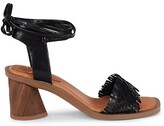 Thumbnail for your product : Franco Sarto Rina Leather Fringed Ankle-Tie Sandals
