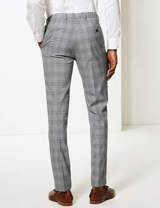 Marks and Spencer Grey Checked Skinny Fit Trousers