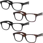 Thumbnail for your product : grinderPUNCH 4 Pairs Deluxe Wayfarer Style Reading Glasses - Standard Fit Spring Hinge Readers Black and Tortoise/+1.25