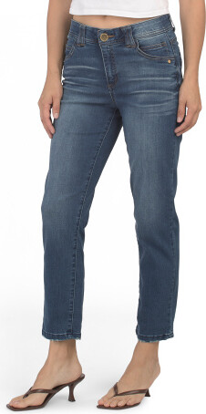 Ab Tech High Rise Slim Straight Jeans for Women | Polyester/Spandex/Cotton