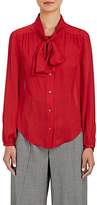 Thumbnail for your product : Barneys New York Women's Silk Tieneck Blouse - Red