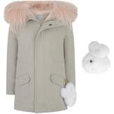 Thumbnail for your product : Yves Salomon Yves SalomonSilver Grey Cotton Parka With Fur Removabale Lining