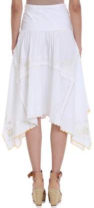 See by Chloe Asymmetric White Cotton Skirt