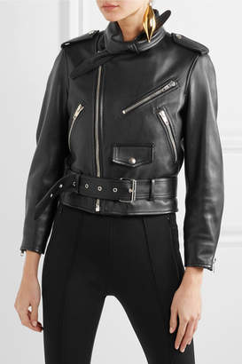 Balenciaga Scarf Leather Biker Jacket - Black