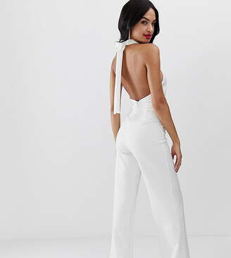 white halter neck jumpsuit