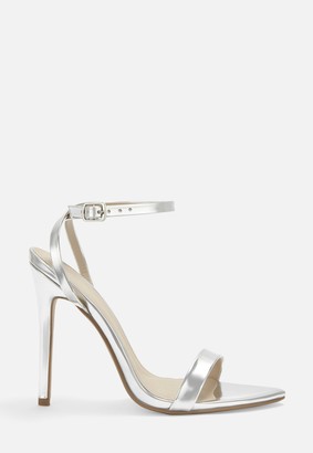 Missguided Silver Pointed Toe Barley There Heels