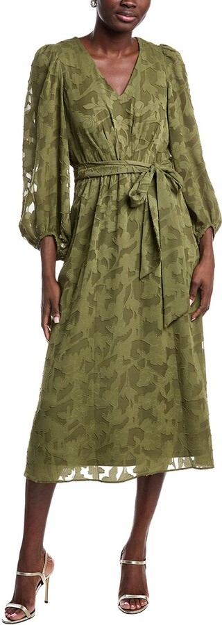 Anne Klein Floral Clip Midi Dress