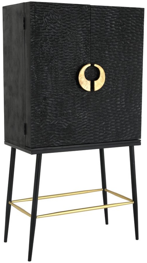 Aurelle Home Modern Mango Wood Black and Brass Bar ShopStyle