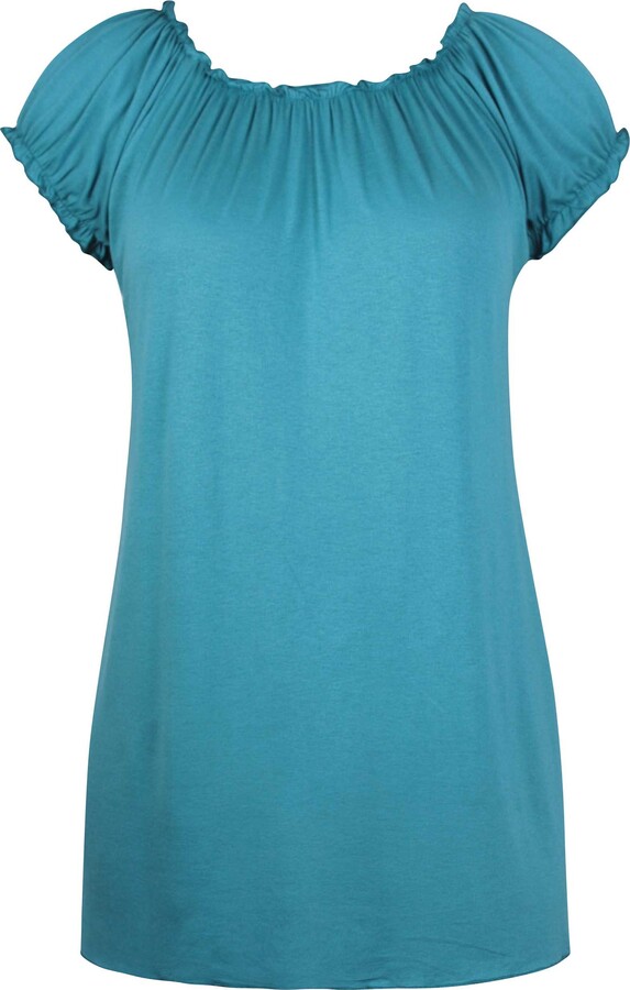 Purple Hanger Womens Plus Size Short Sleeve Ladies Elasticated Neck