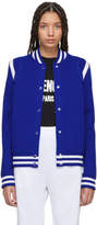 Givenchy - Blouson aviateur à logo en maille bleu