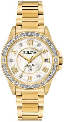 Bulova Analog Goldtone Bracelet Watch with 0.025 CT. T.W. Diamonds