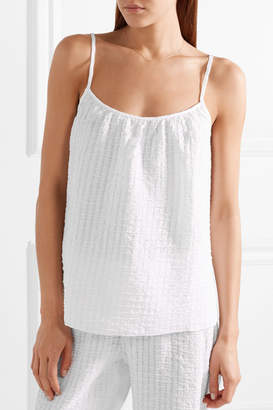 Eberjey Paz Textured Cotton-gauze Pajama Top - White
