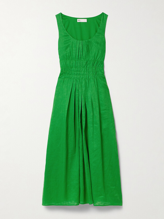 Linen Dress Tory Burch Pleated Dress Pleated Linen Dress